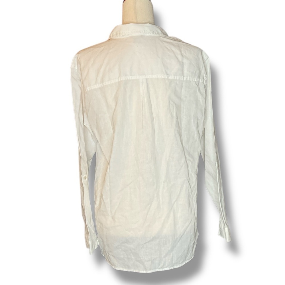 Eddie Bauer White Linen Cotton Blend Collared Button Up Shirt Size Small - Picture 4 of 7